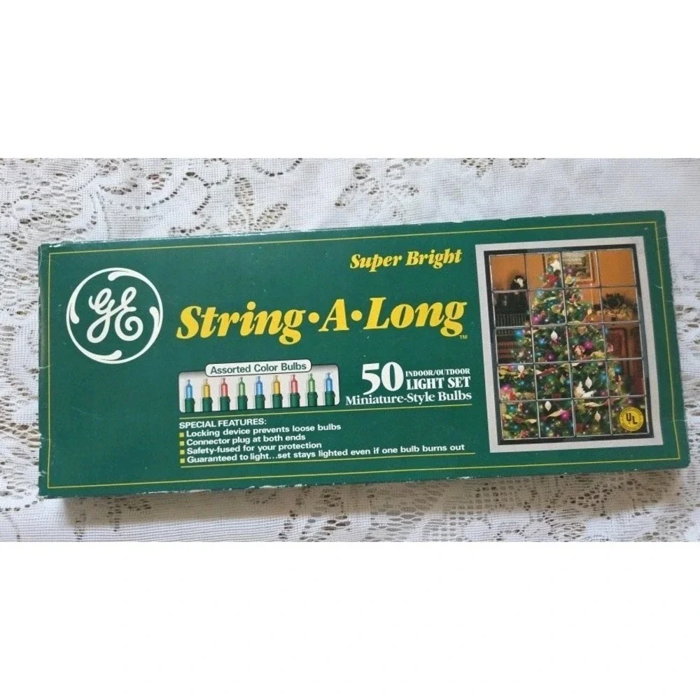 GE String A Long Super‎ Bright Light Set 50 Multicolor Indoor/Outdoor Vtg Unused